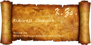 Kubinyi Zsanett névjegykártya